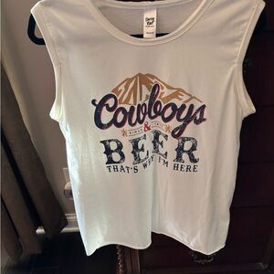 Daisy Rae White Graphic Sleeveless Top